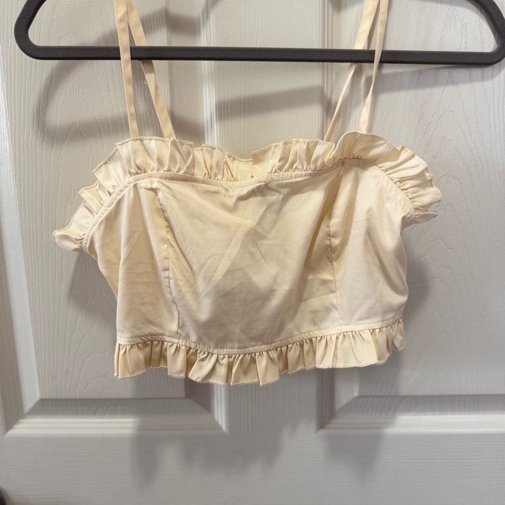 Nasty Gal Cream Smocked Cami Top